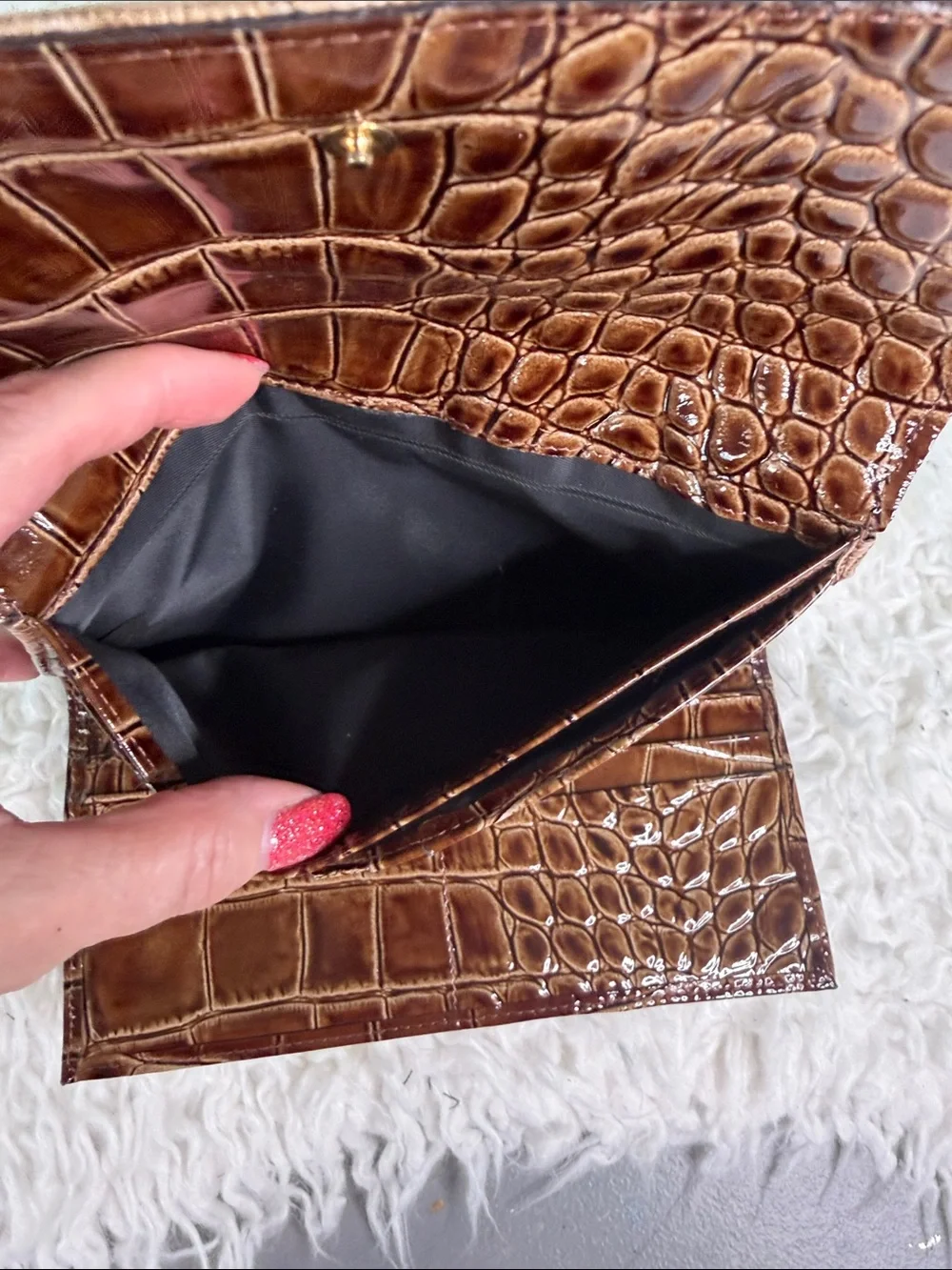 Brahmin  Tortoiseshell Brown Croc-Embossed Leather Wallet